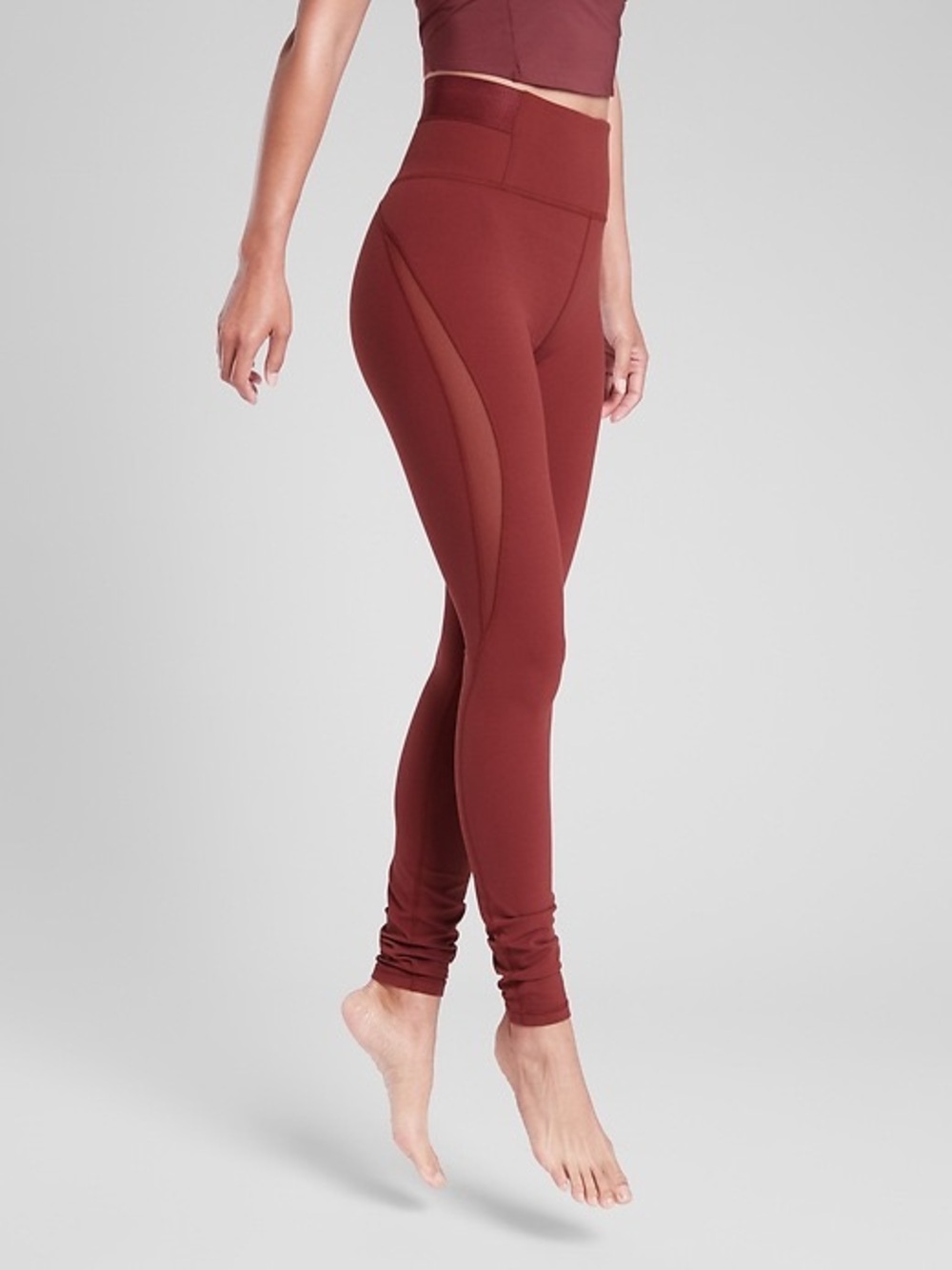 Athleta Aura Heel Tights Powervita™ Maple Red Leggings XS Yoga Running